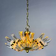 Sun-shaped chandelier by Oscar Torlasco for StilKronen, cut Murano glass, Italy 1970s