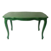 Ancienne table basse en bois peint en vert