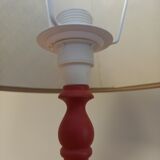 Red patinated wooden lamp