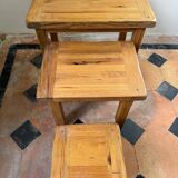 Set of 3 Solid Oak Nesting Tables