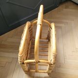 Vintage bamboo and rattan magazine rack