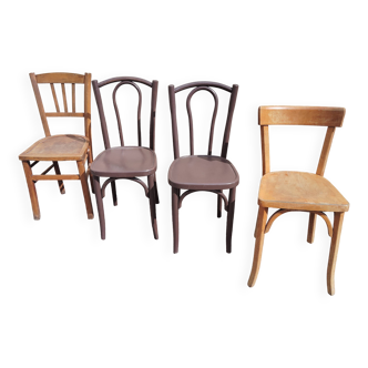 Set de 4 chaises bistrot dépareillées