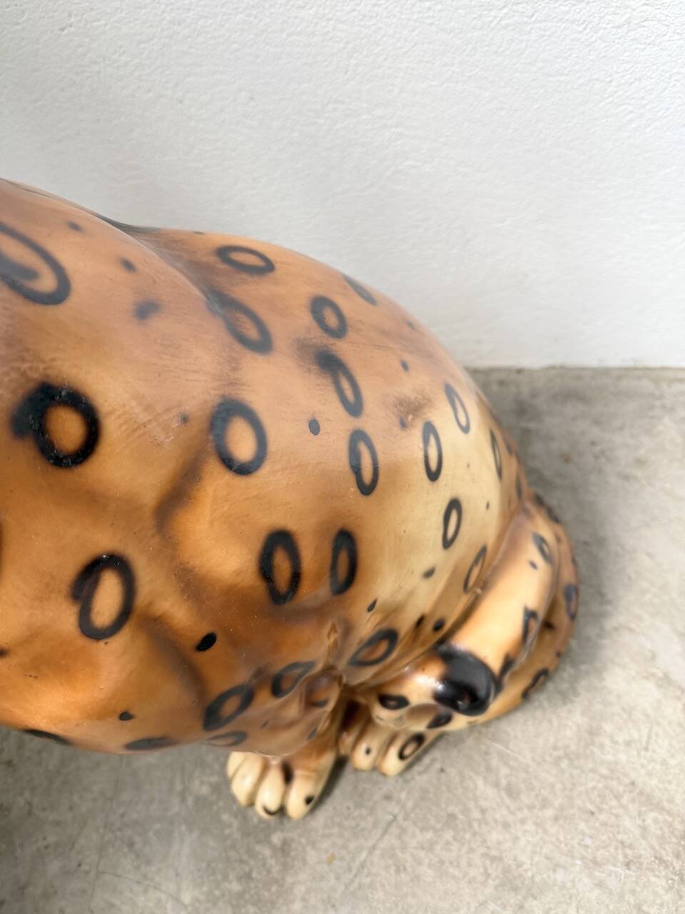 XL Italian ceramic leopard sculpture statue 1970