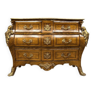 Commode tombeau style Louis XV en bois de violette et bois de rose, début XXème