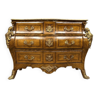 Louis XV style tomb chest of drawers in violet wood and rosewood, early 20th century