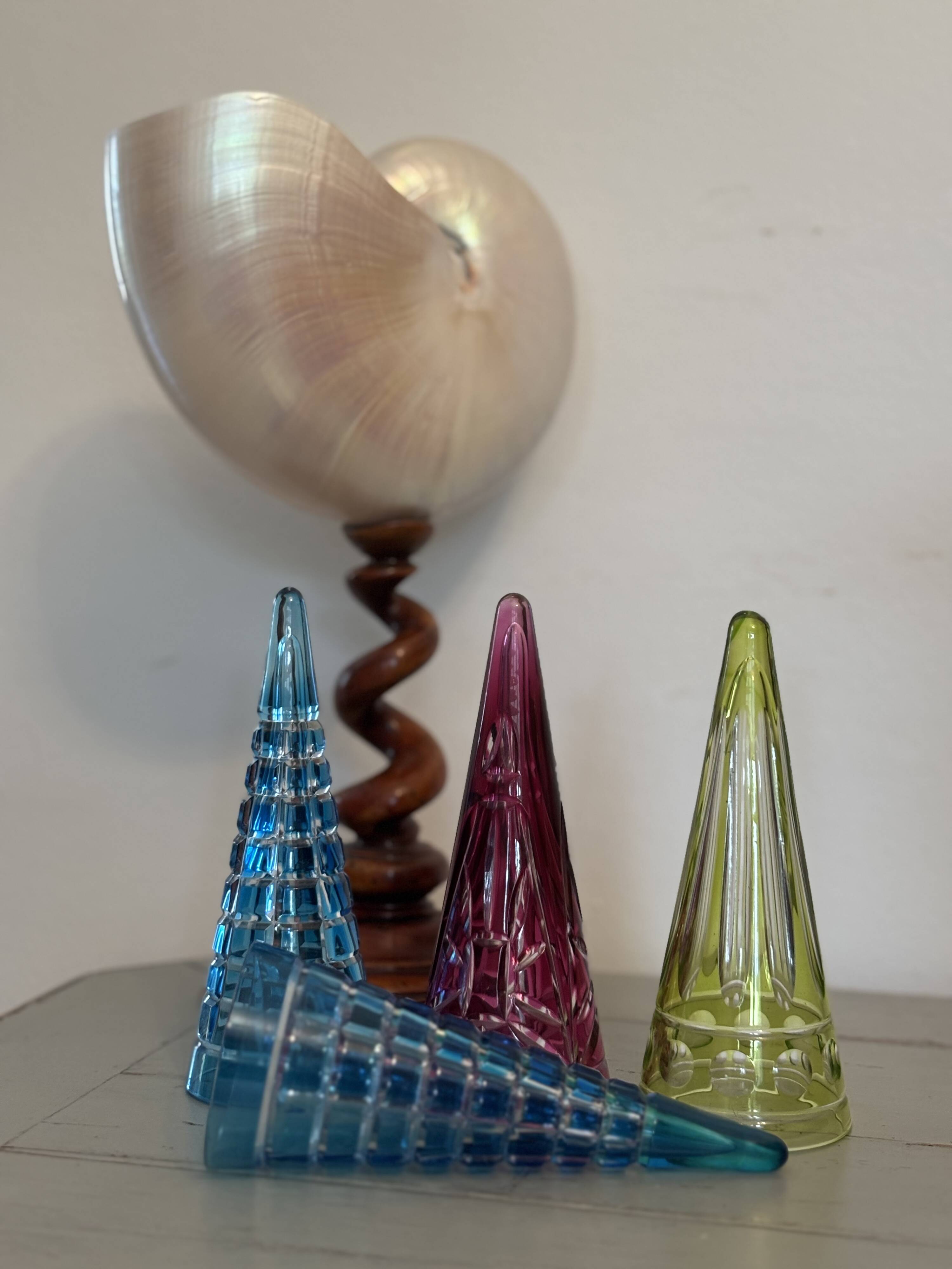 Set of 4 small glasses known as "cul sec" from Saint Louis in Colombine crystal.