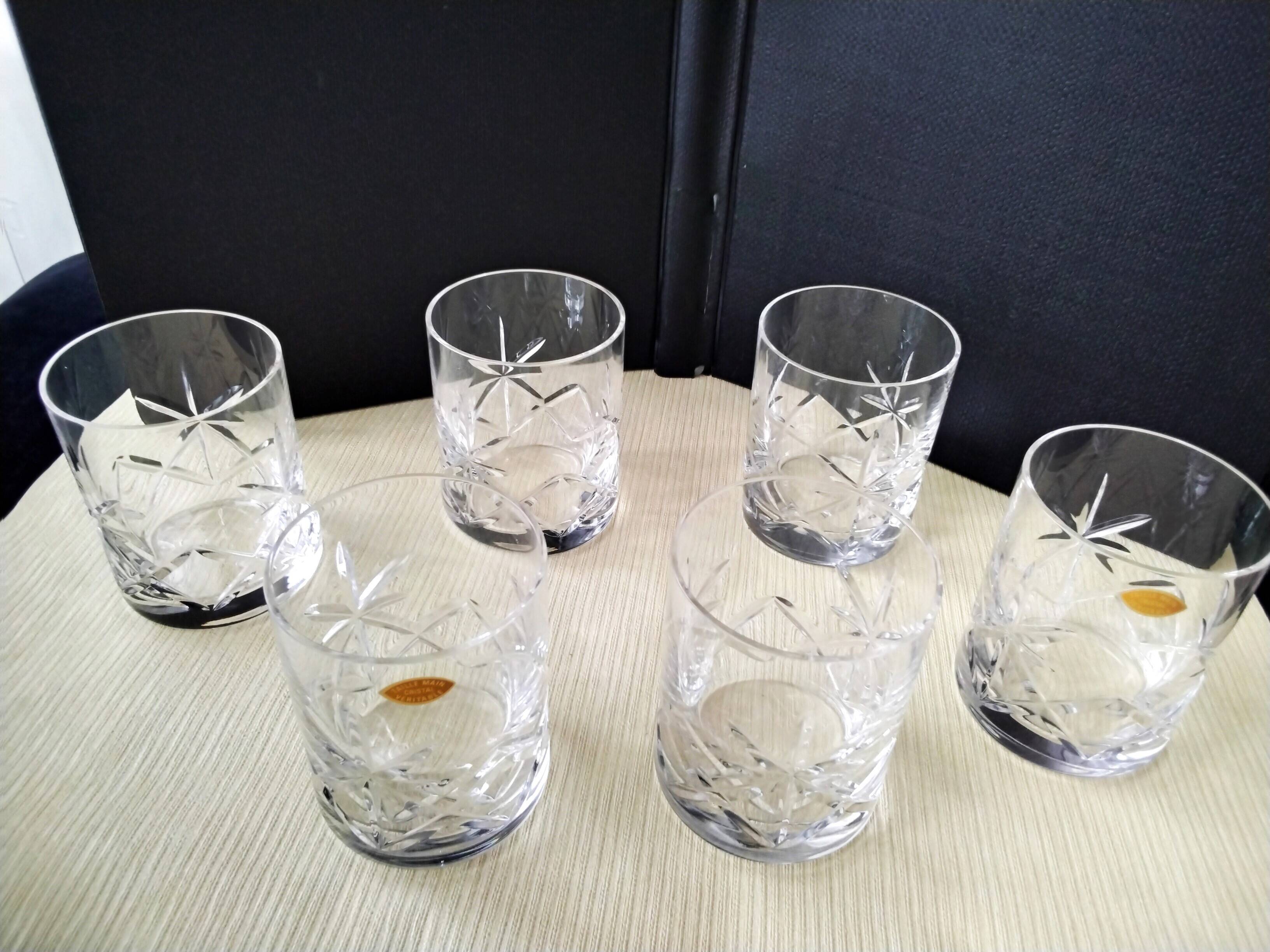 Set of 6 hand-cut crystal whisky glasses