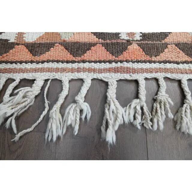 Handwoven Orange Wool Turkish Oushak Runner Rug 99x343