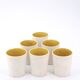 Ceramic glasses by Guy Resse white and yellow, Vallauris