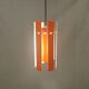 Danish hanging lamp model "Cocktail" consisting of 12 red/white aluminium slats