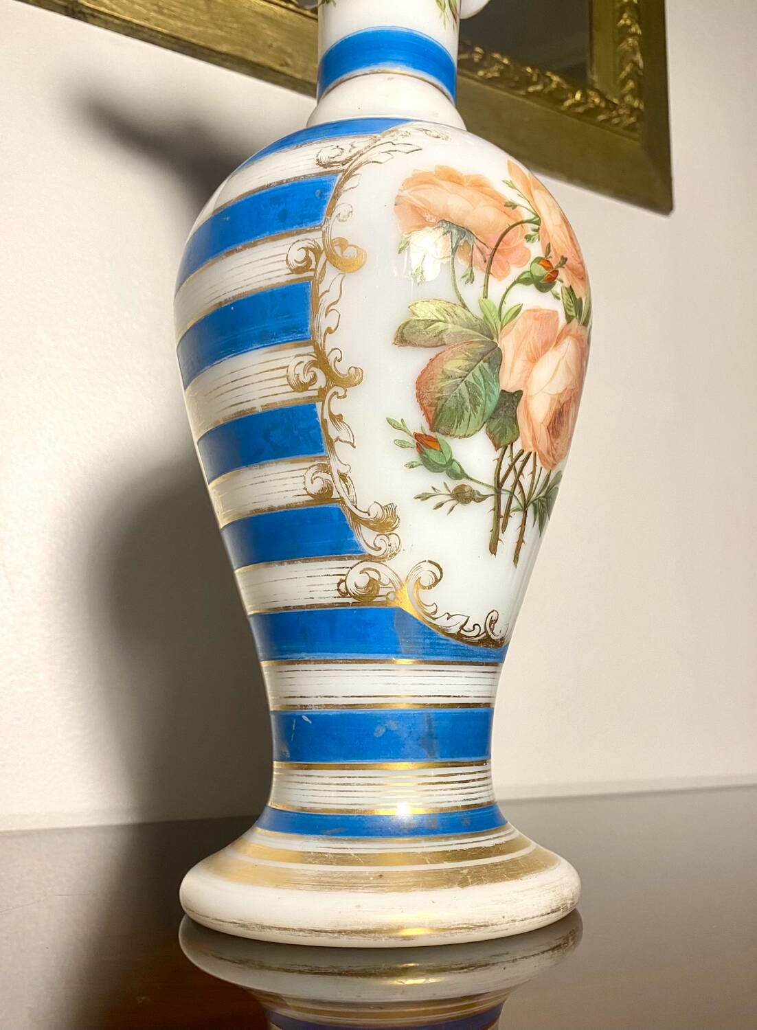 Jean-françois robert baccarat vase opaline peint main