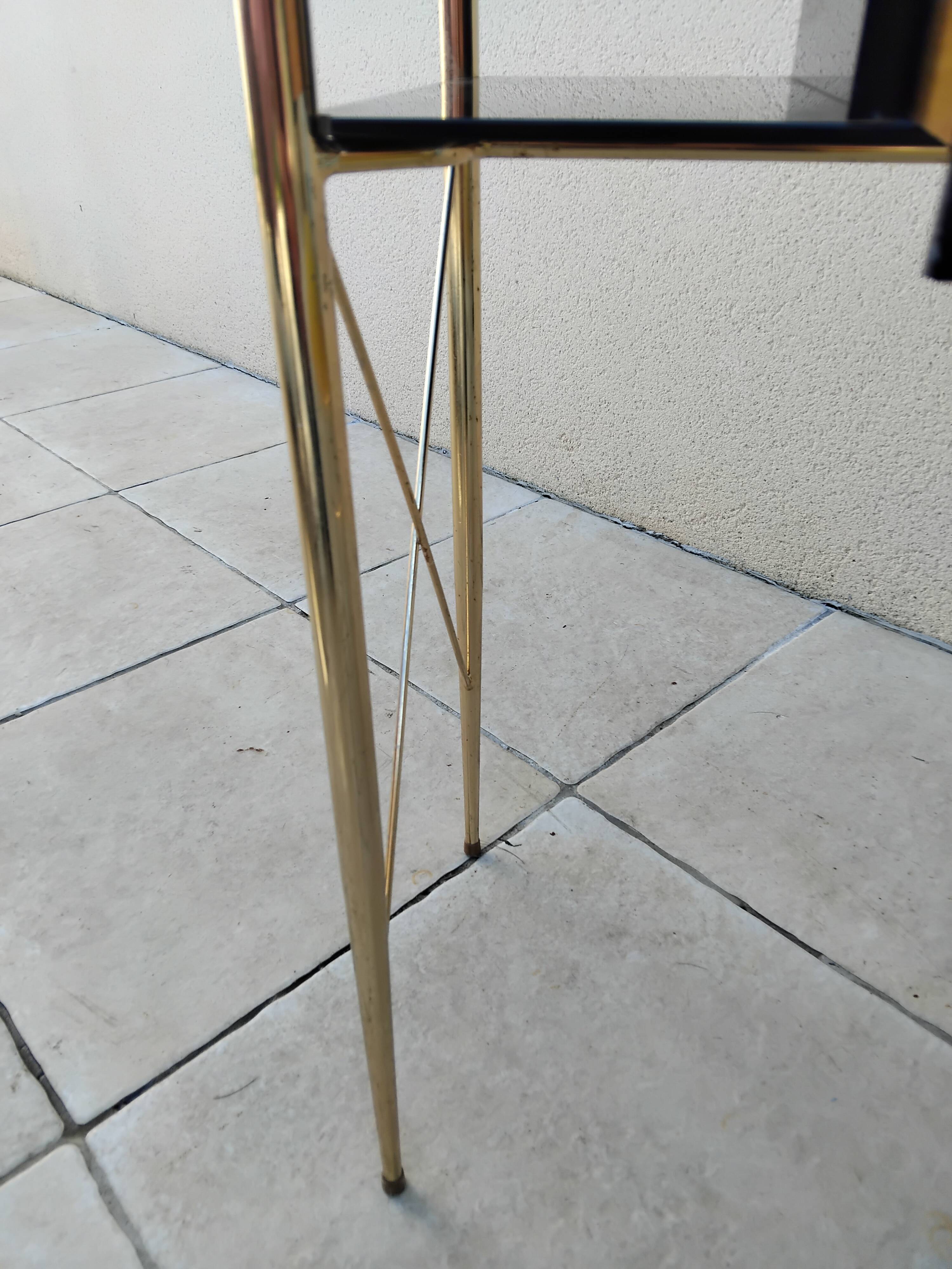 Coiffeuse et chaise vintage verre et métal dorée