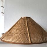 Large pendant light / lampshade in woven blond wicker