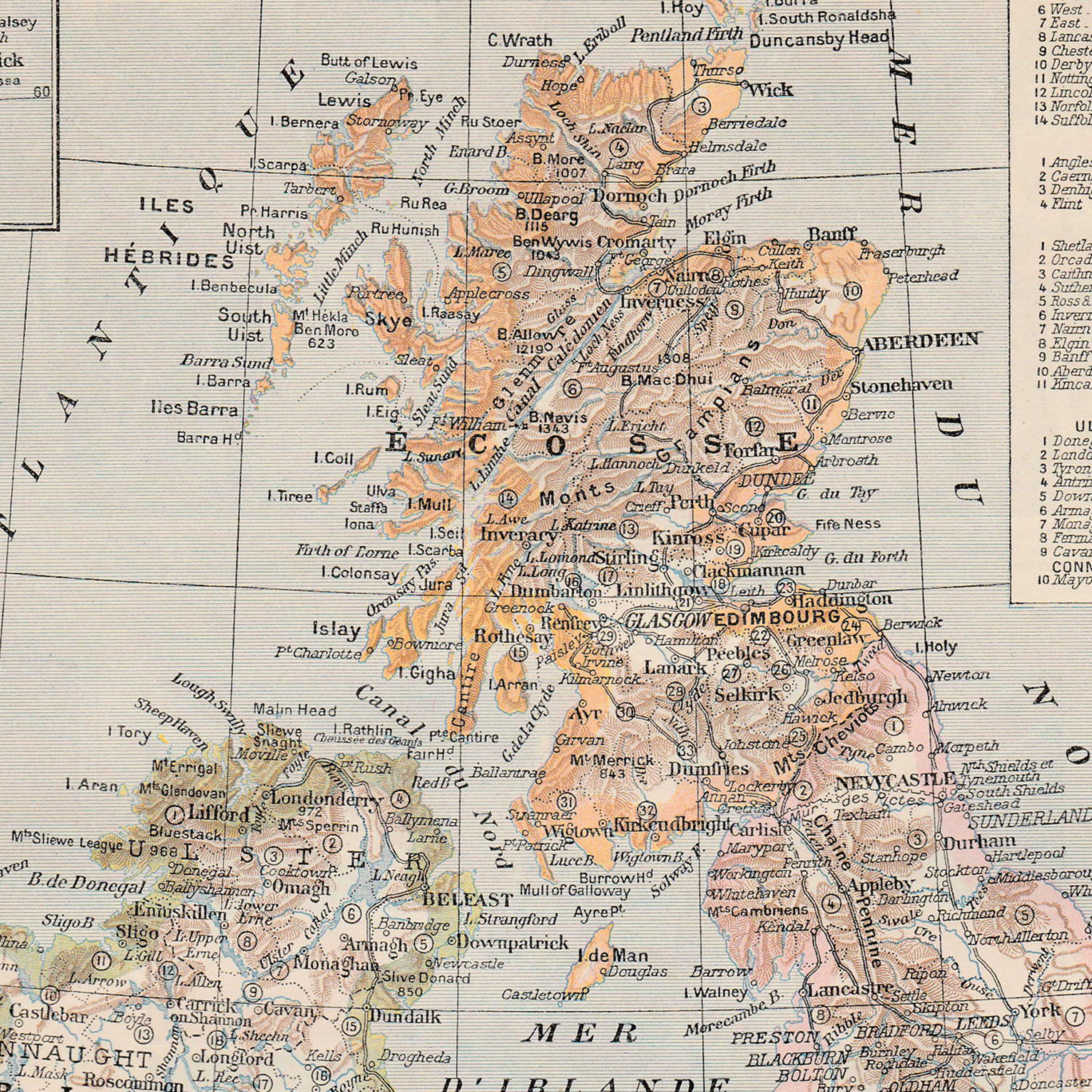 Old map Great Britain Ireland and Scotland 1897