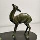 Superbe Statue Art Déco Antilopes Régule patine verte