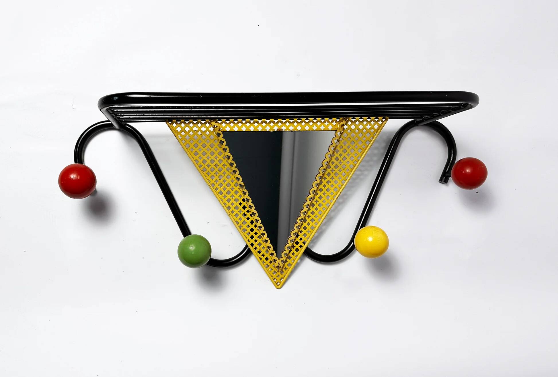Colourful coat rack from the 1950s in the style of Mathieu Matégot.