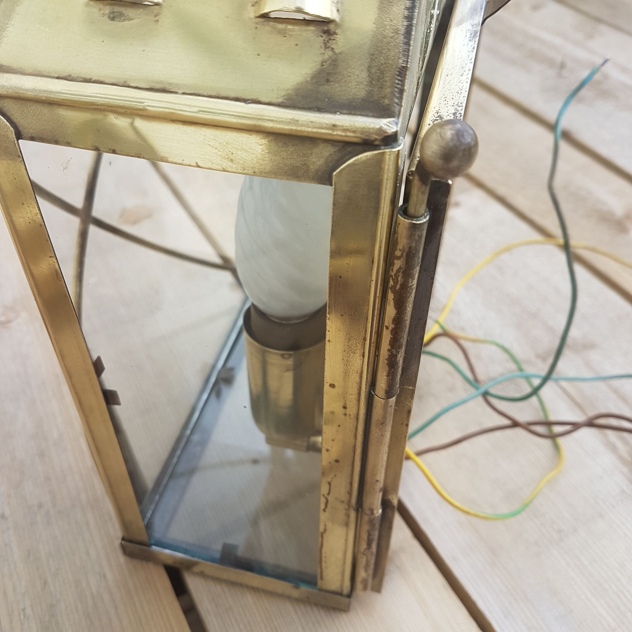 Brass exterior wall sconces, 50s-60s