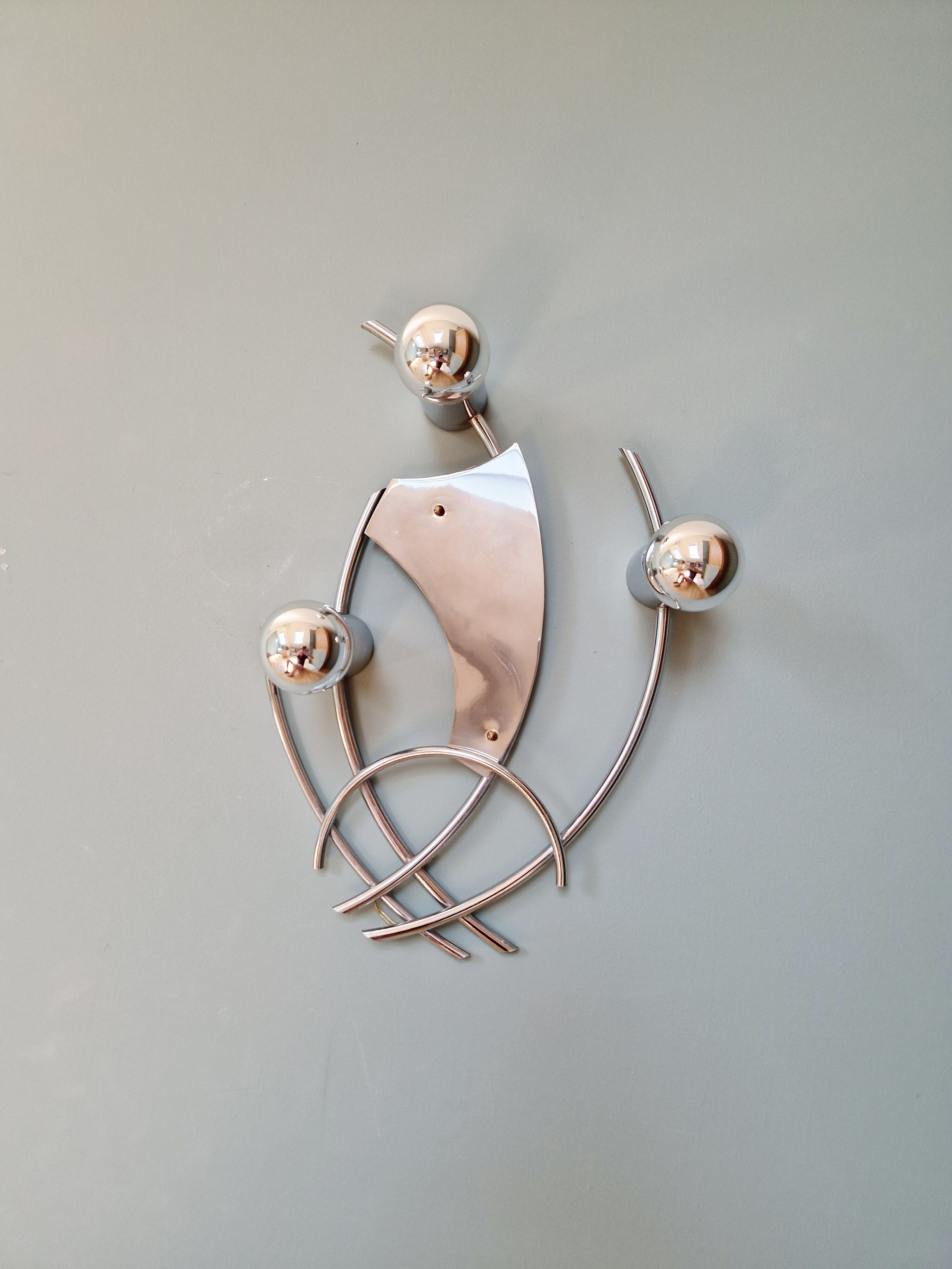 Large chrome metal wall lamp, 1970s