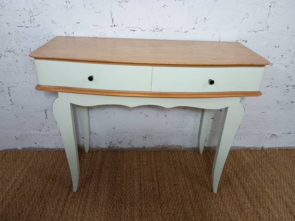 vintage relooked solid birch console
