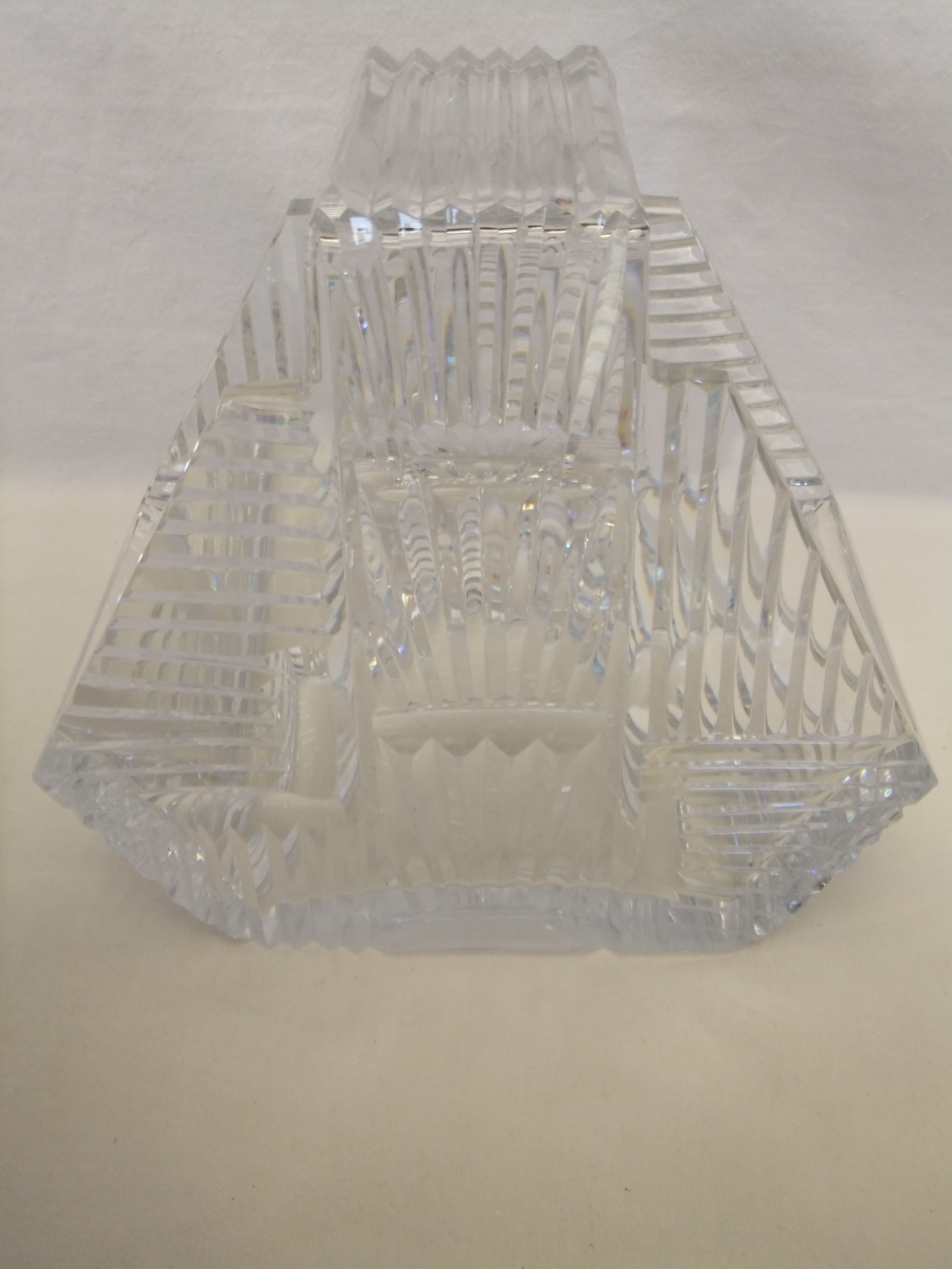 Bohemian crystal stamp Prague basket centerpiece art deco flower