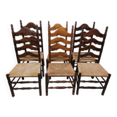 Set of 6 Vintage Wooden Chairs