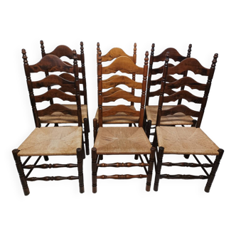 Lot de 6 chaises en bois Vintage
