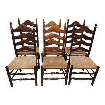 Lot de 6 chaises en bois Vintage