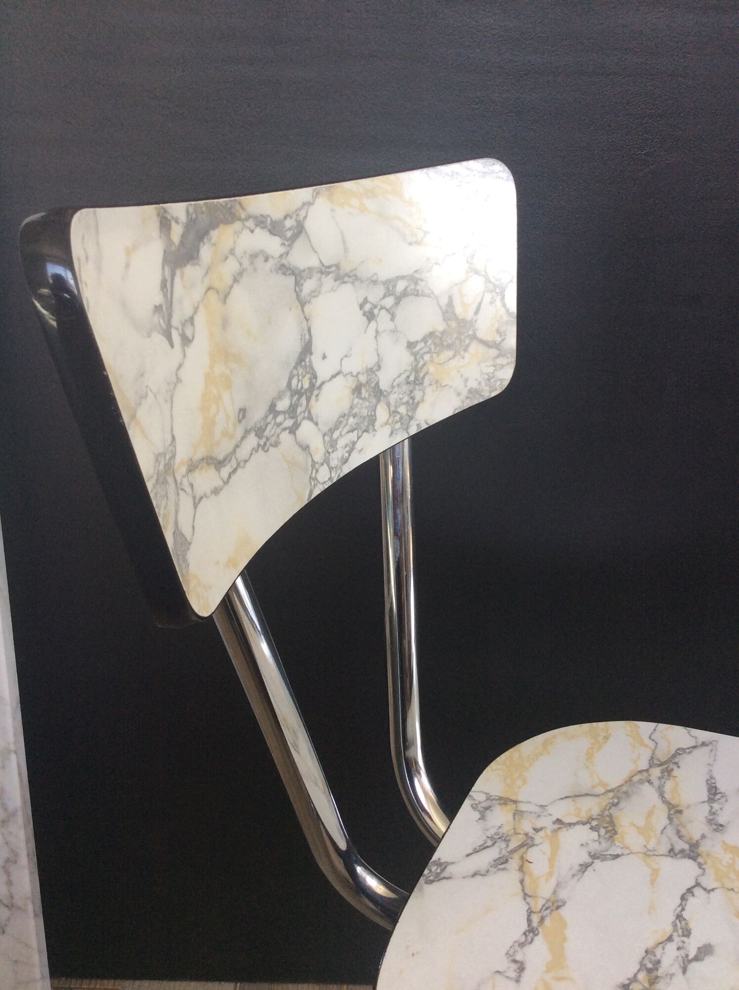 Series of 2 formica chairs marble effect of the 70s