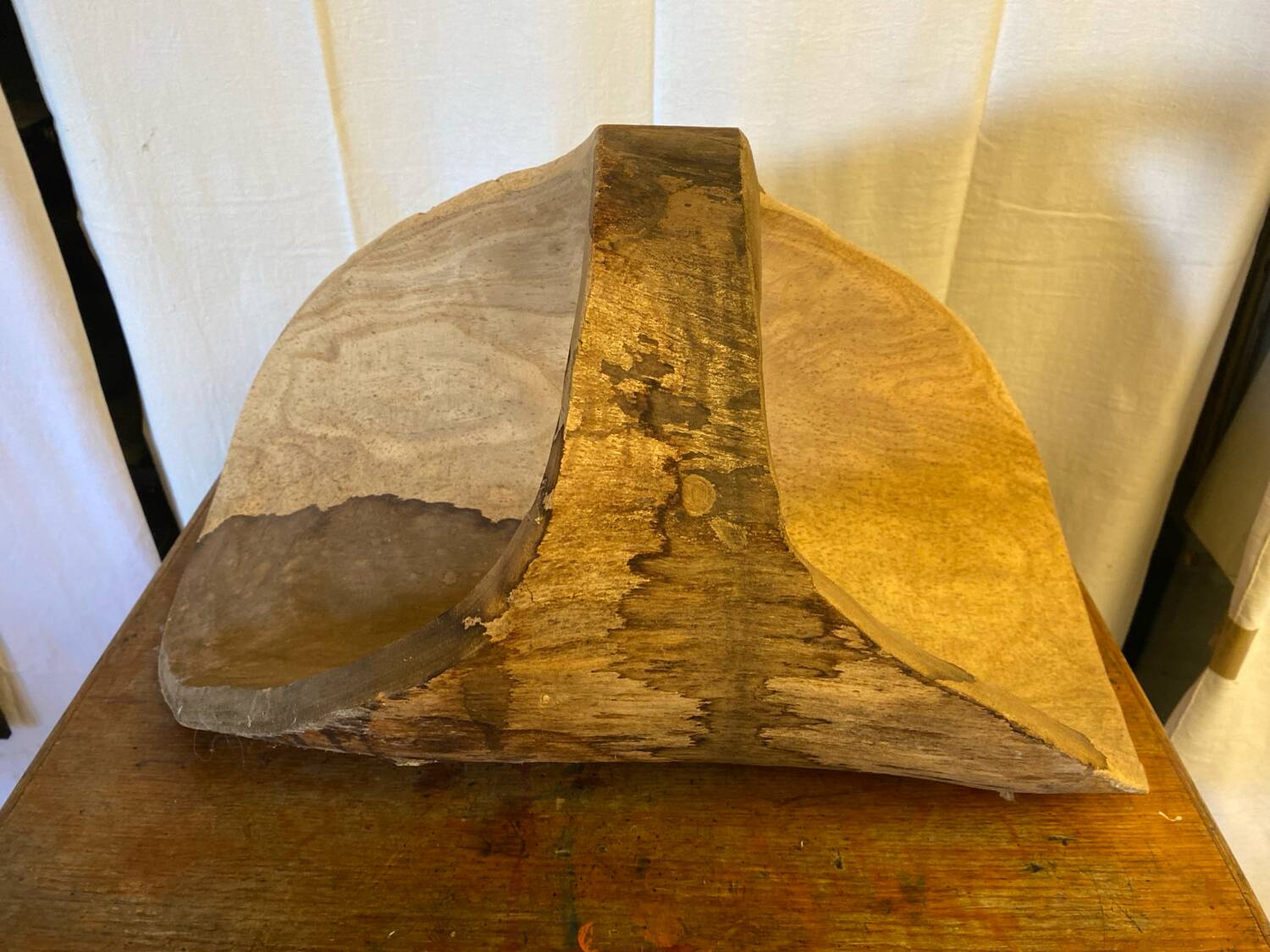 Antique Carved Wood Basket Vintage #C622