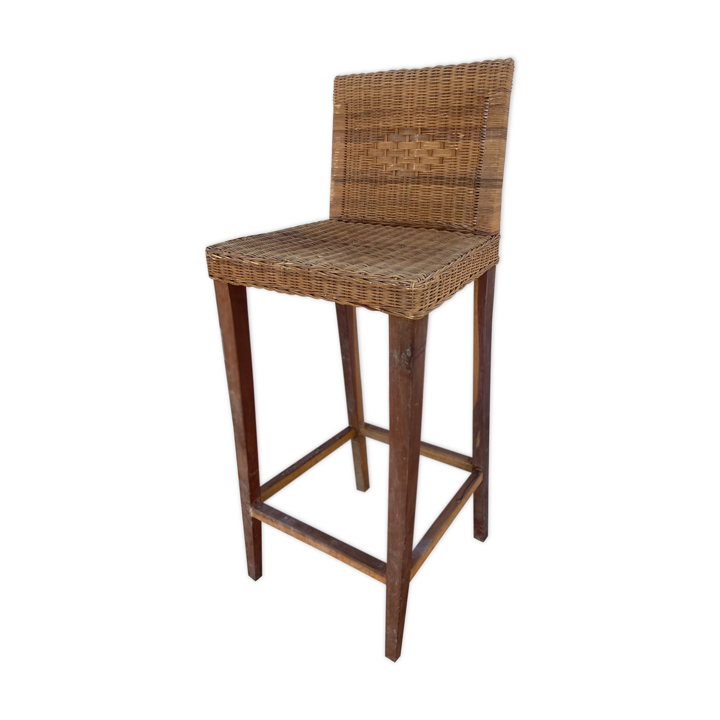 Vintage wicker top stool