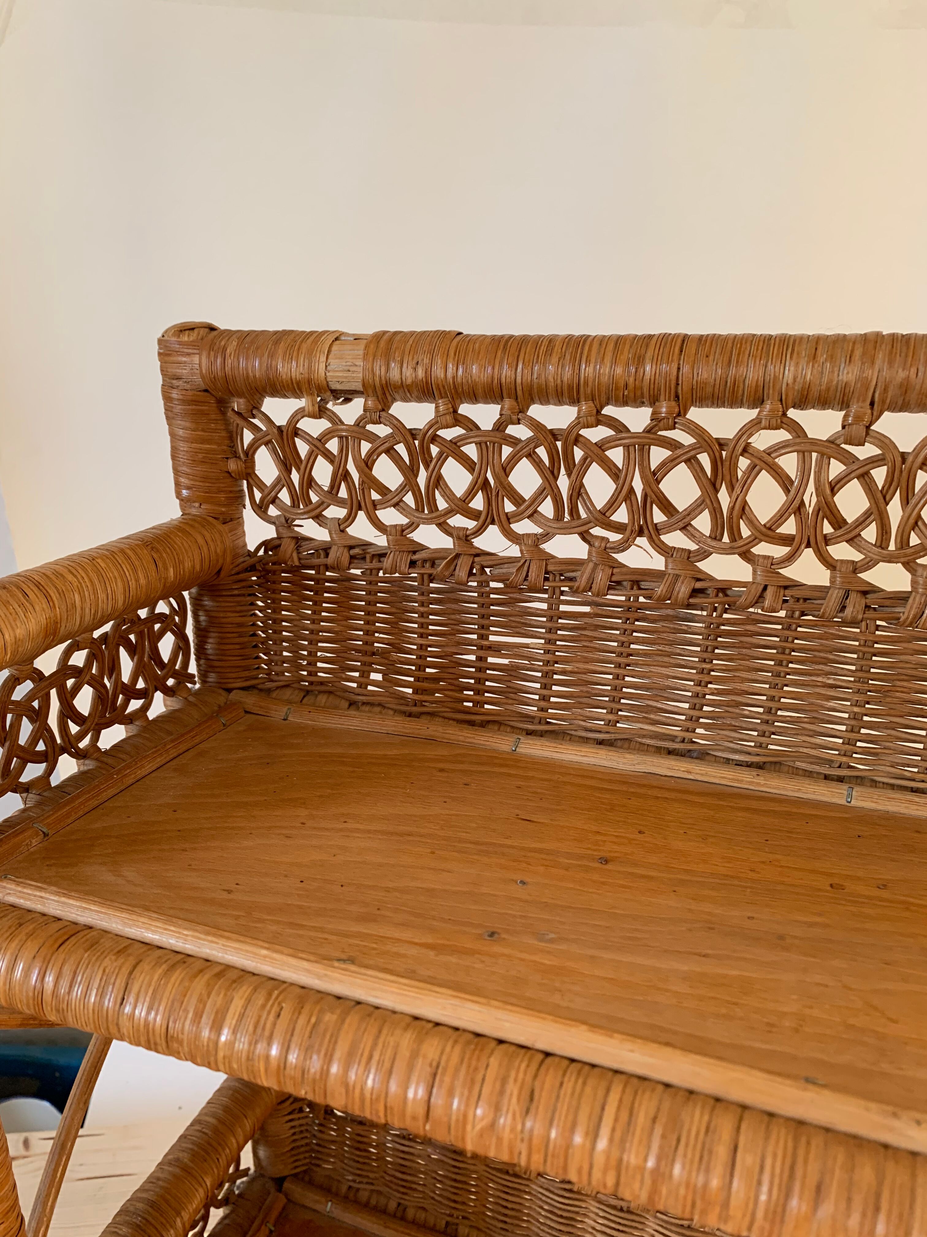 Antique rattan shelf