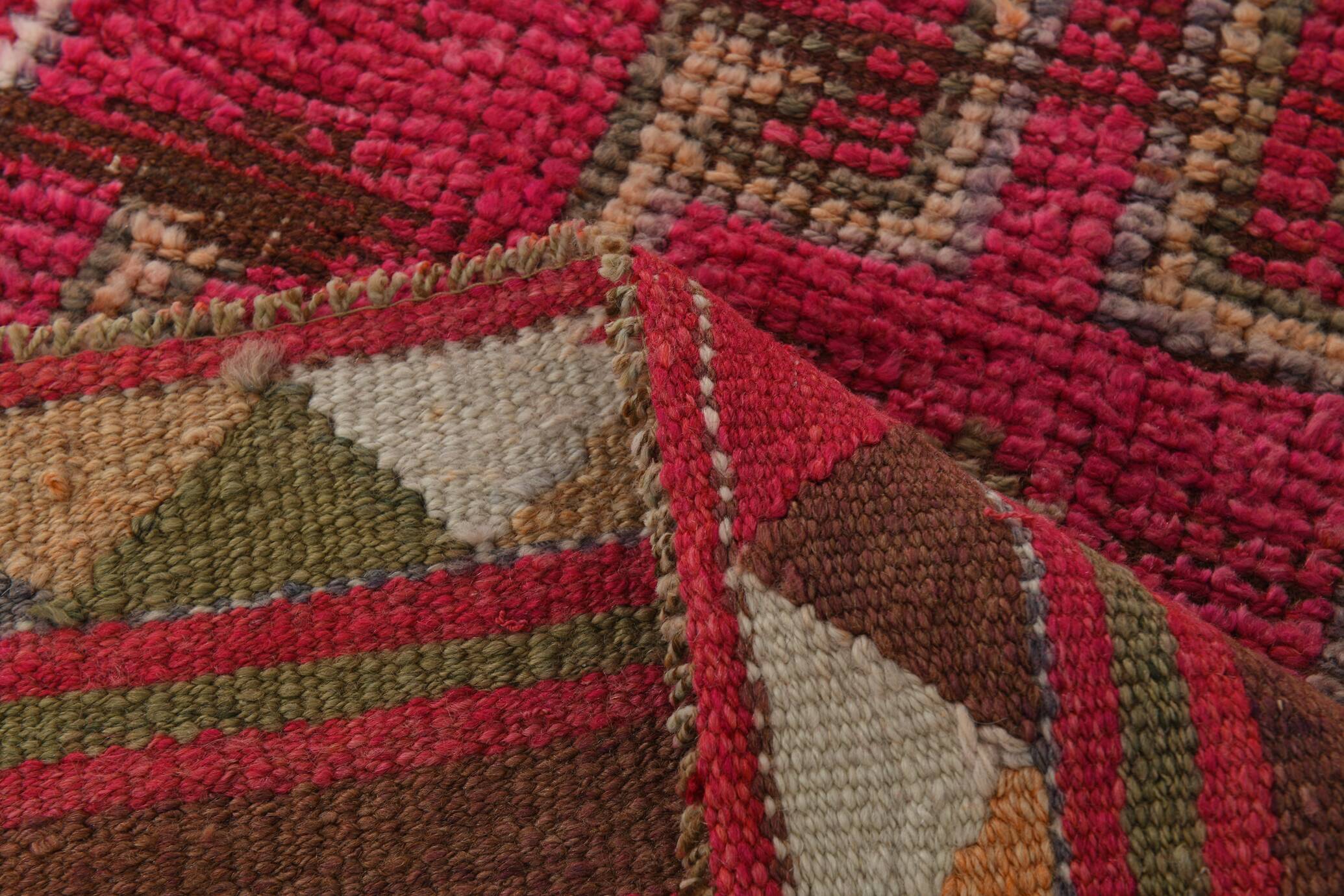 Red & Pink Hallway Vintage Runner Rug, 80x306Cm