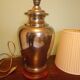 Living room mood lamp, silver metal base, wooden base, pleated lampshade
