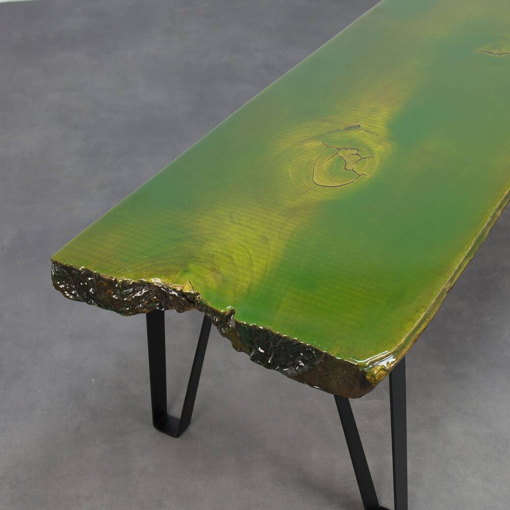 Unique Handmade Green Epoxy Fusion Bench, 1990s