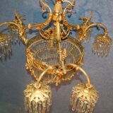 Lustre en bronze doré et pampilles fin XIXe siècle