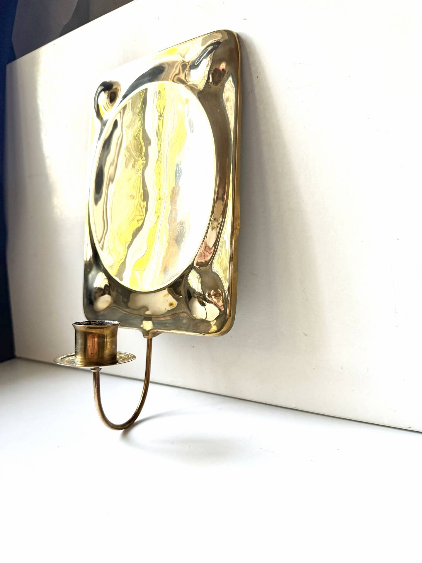 Vintage Scandinavian Brass Wall Candle holder Sconce height 29cm