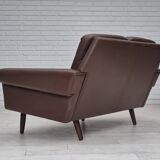 1970s, Danish 2-seater sofa, original brown leather.