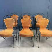 Chaises en osier par Frederick Weinberg, années 1960, ensemble de 6