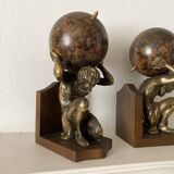 Serre-livres Atlas , globes style mappemonde ancienne