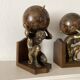 Atlas bookends, globe style with an antique world map.