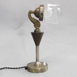 Lampe de bureau Sécession des années 1930, en laiton et verre, Tchécoslovaquie