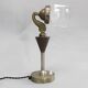 1930s Secession brass and glass desk lamp, Czechoslovakia