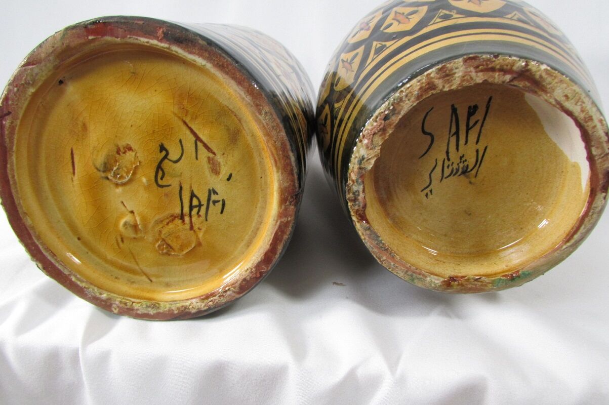 Vase Soliflore Bouteille Terre Cuite émaillée, Signature à Identifier, Excellent état