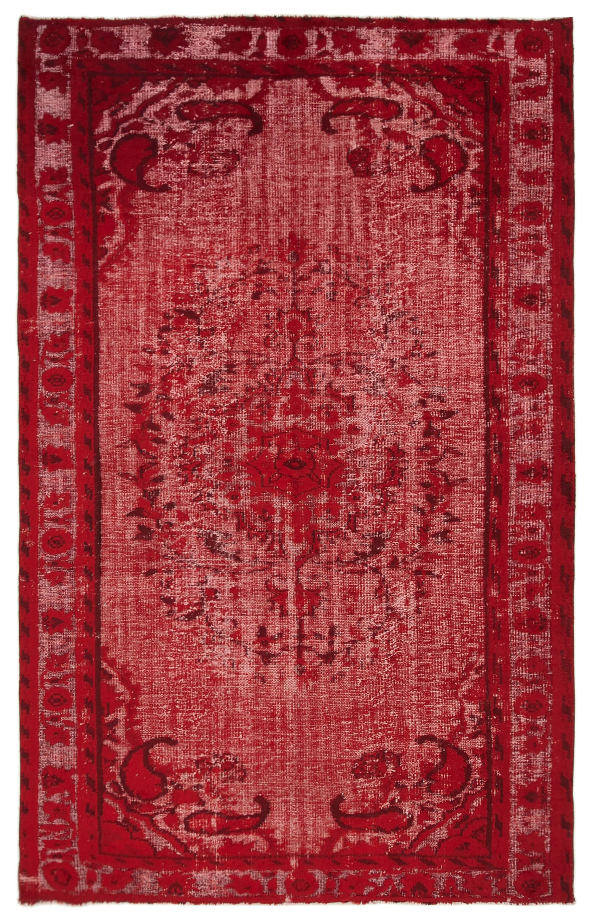 Handmade antique turkish 1980s 179 cm x 286 cm red carpet