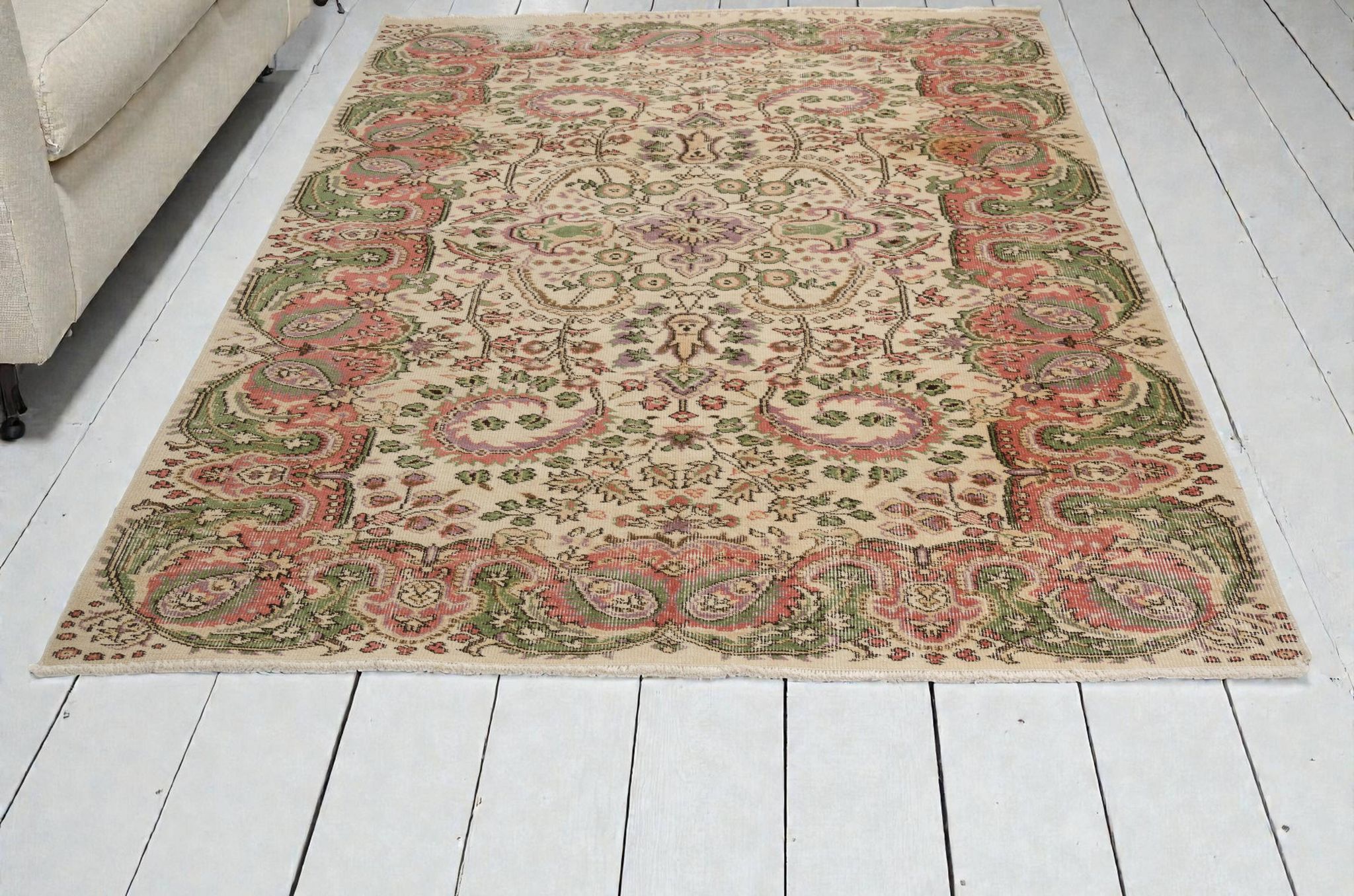 Tapis floral anatolien fait main