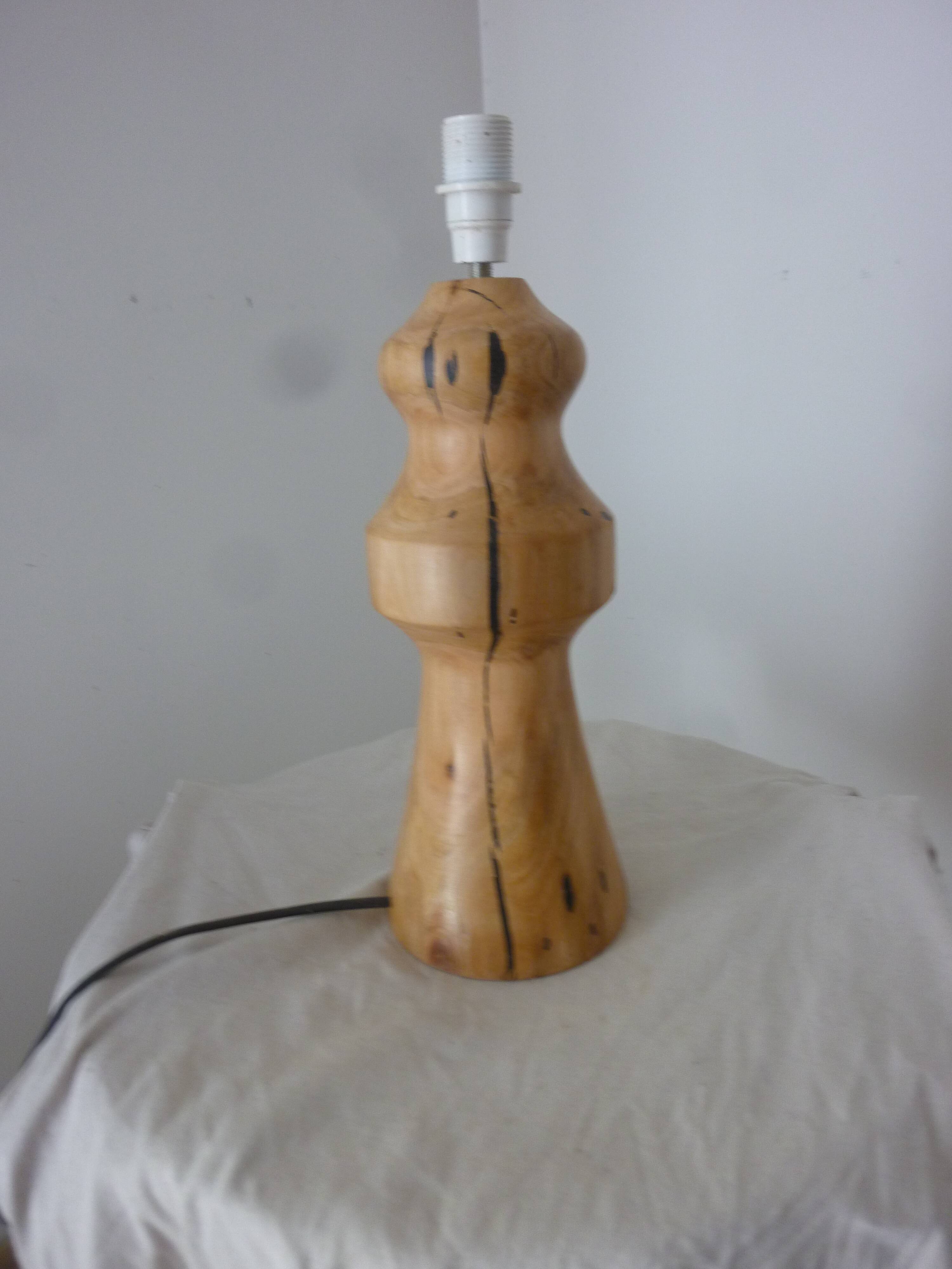 turned wood lamp