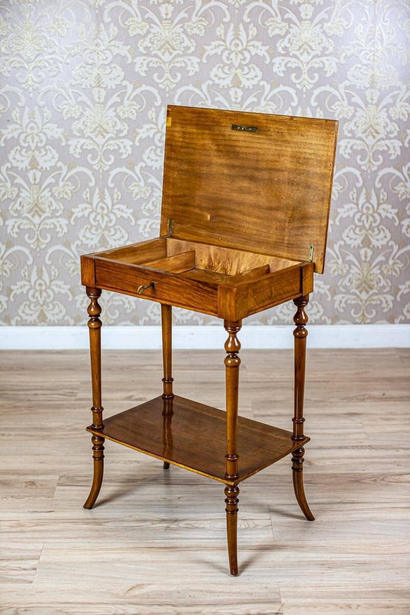 Antique Sewing Table with Inlaid Top, 1890s