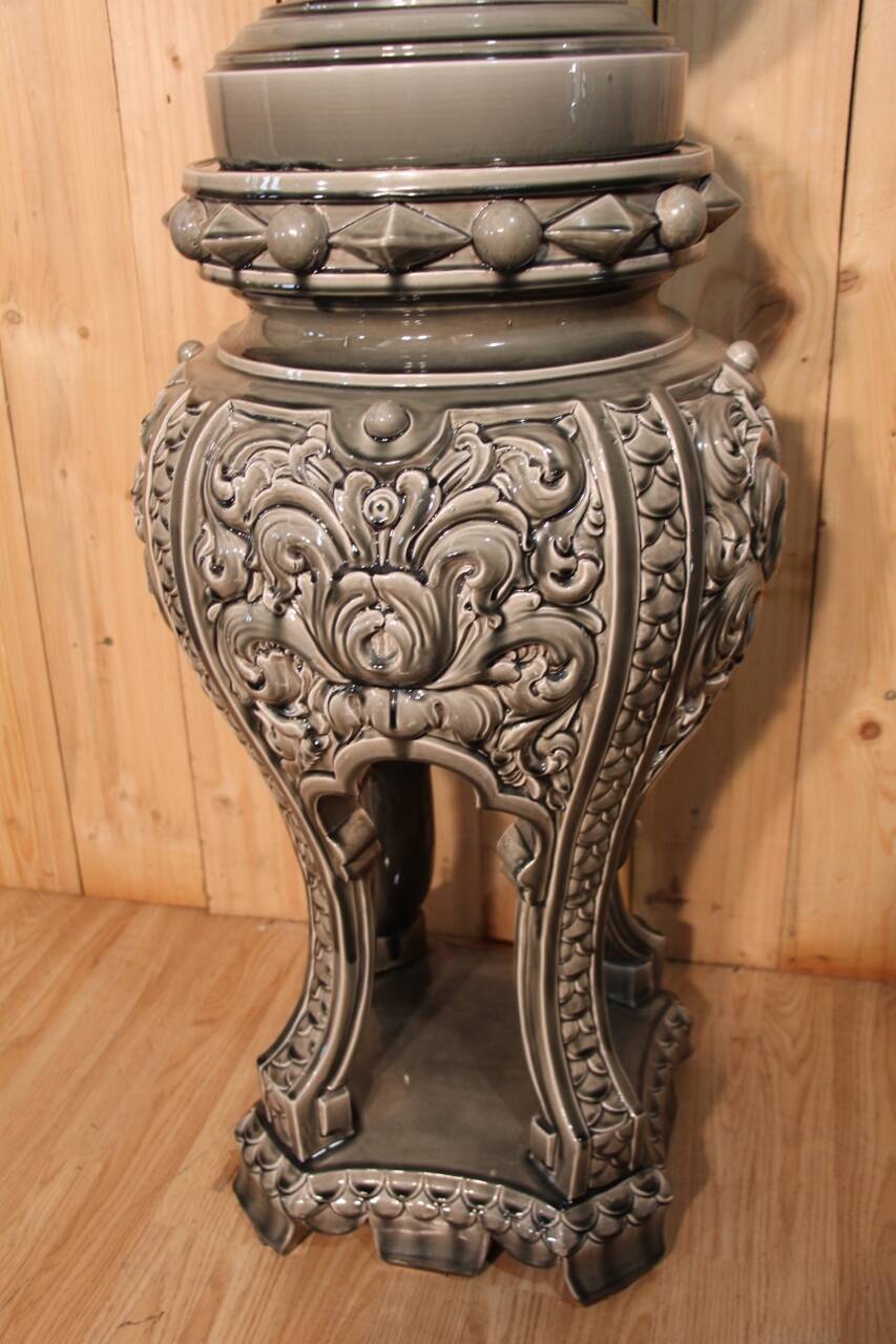 cache-pot and its column in faience attributed to Massier