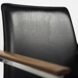 Mid-Century Scandinavian Black Leather Armchair by Sigvard Bernadotte for France & Søn, 1960s, Set o