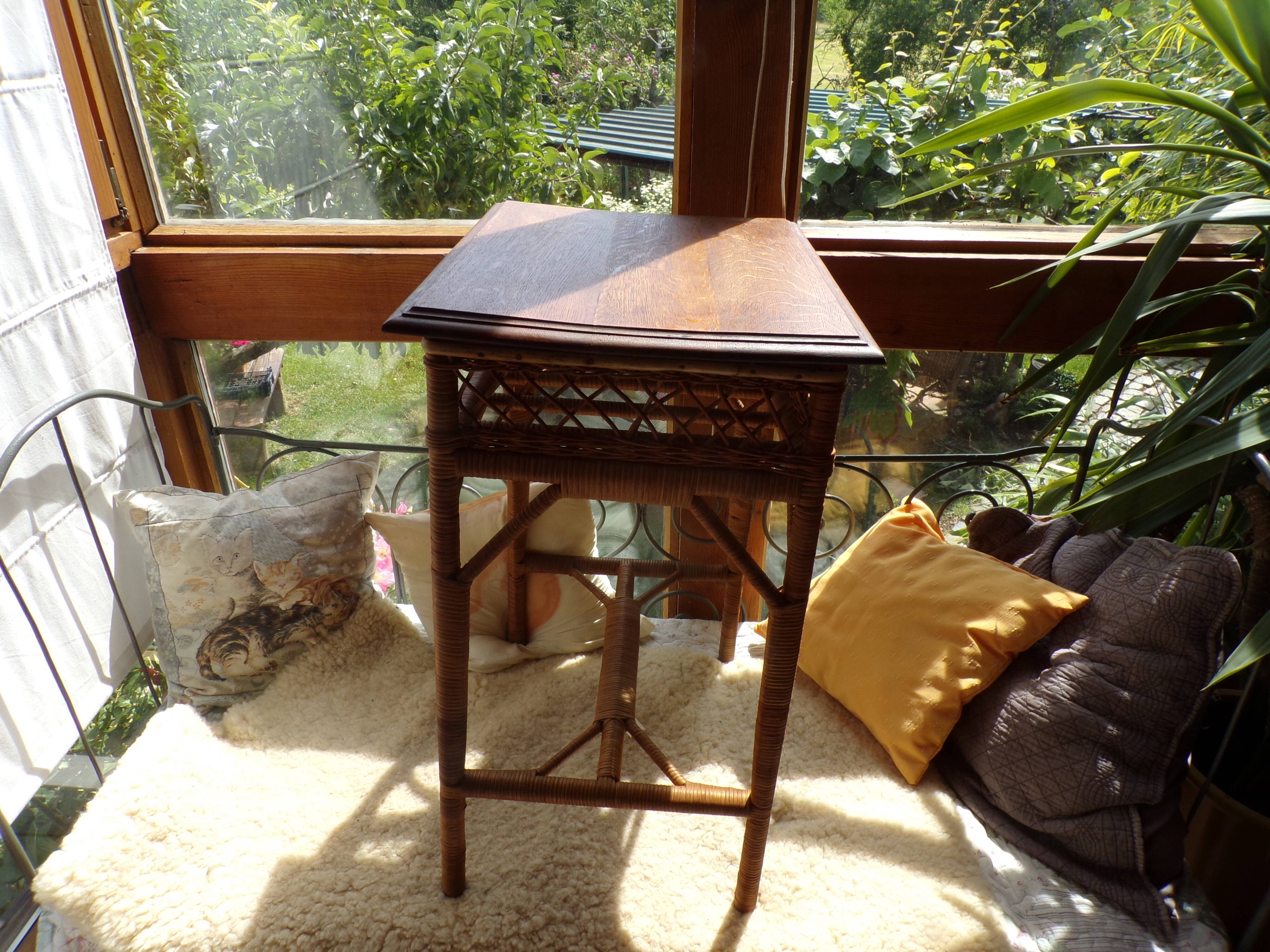 Small rattan and wicker table